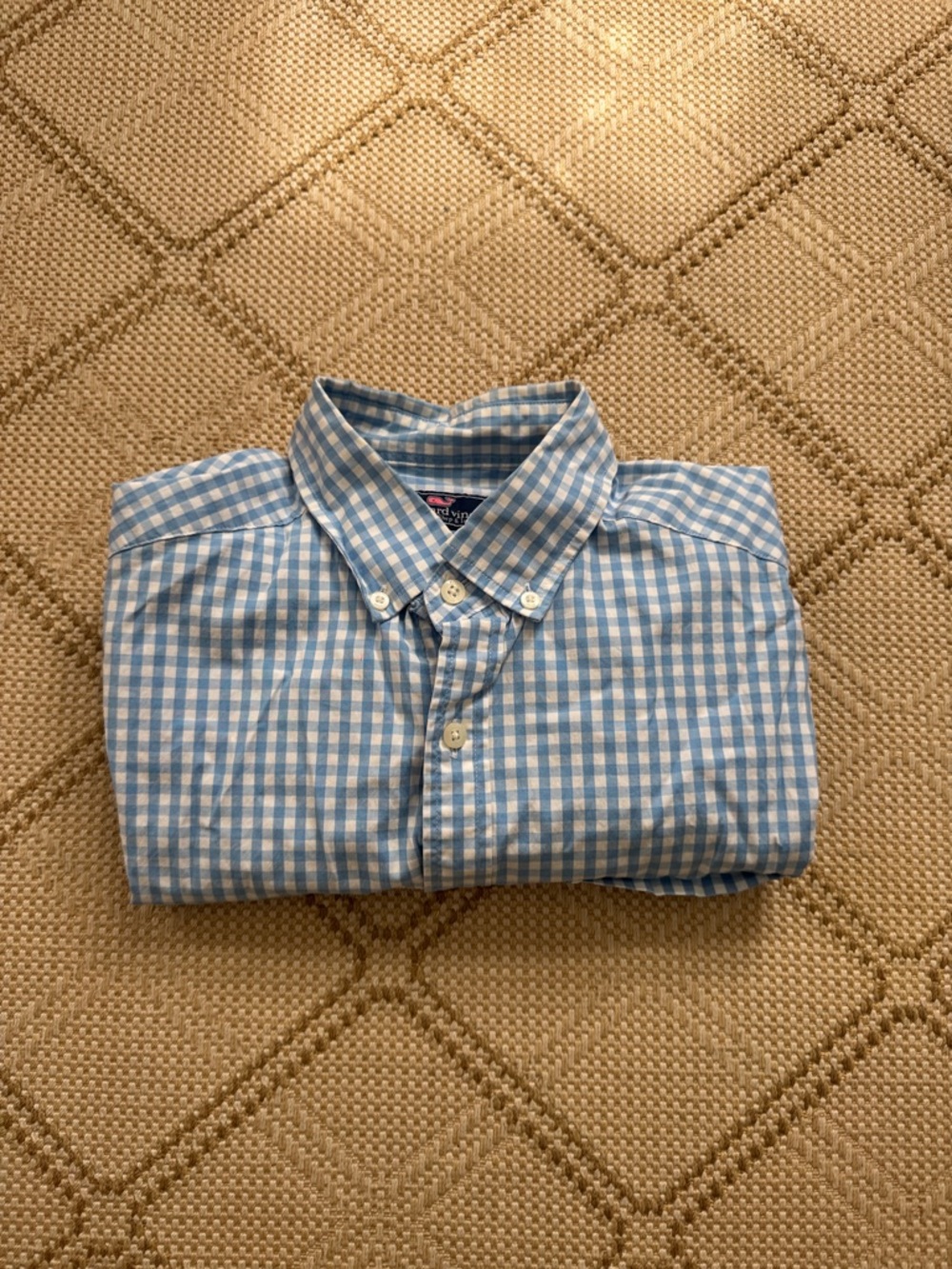 Vineyard Vines Light Blue and White Gingham Button-Down Shirt